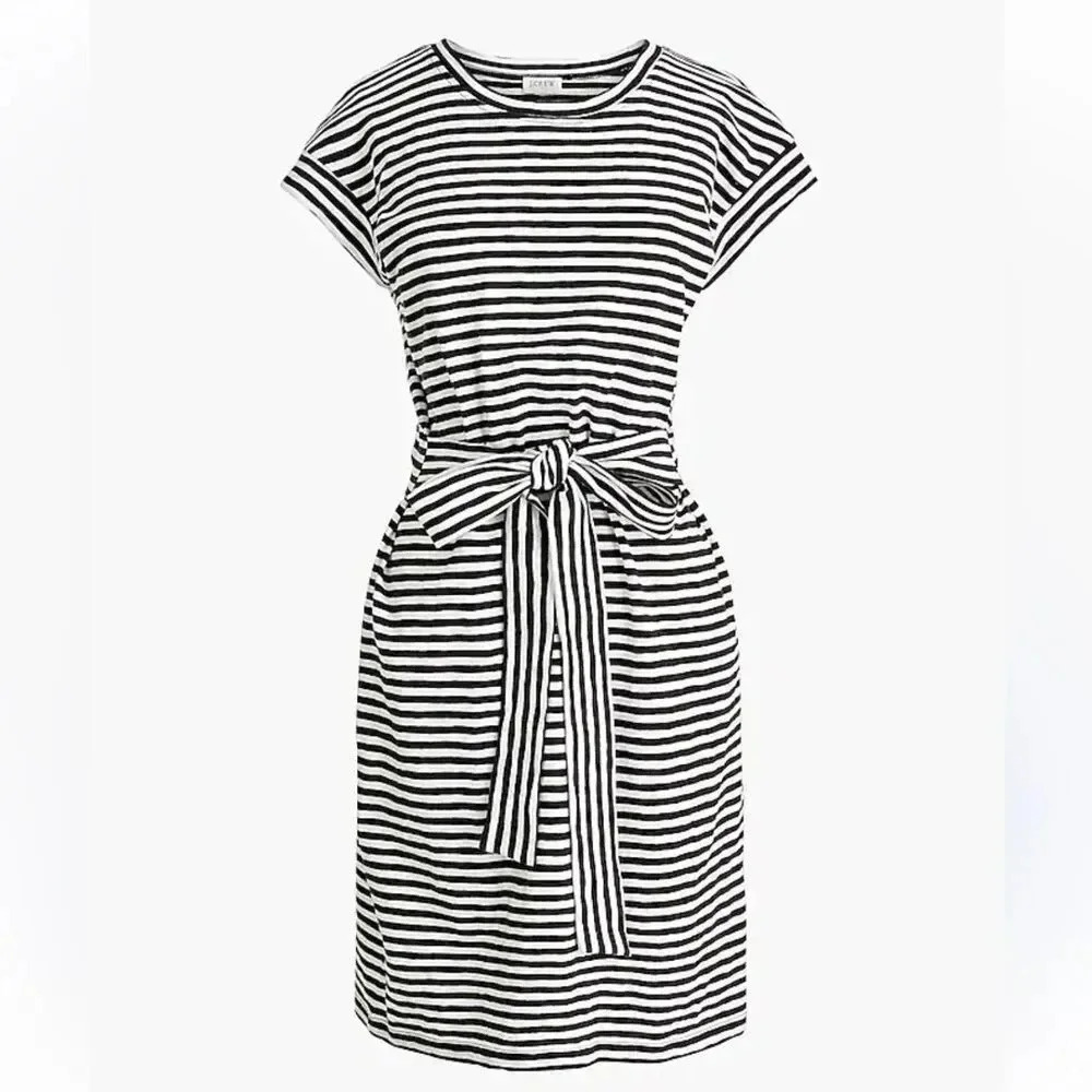 JCrew Striped‎ Black and White Shortsleeved 100% Cotton Dress